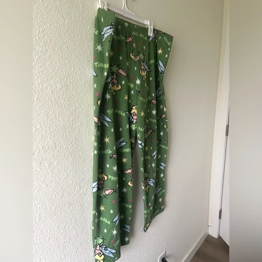Disney Tinkerbell Pajama Pants Womens 2X Green Fleece Sleepwear - Picture 2 of 8
